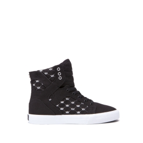 Dětské Kotníkové Boty Supra SKYTOP Černé/Bílé/Bílé | CZ-25003